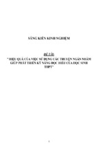 Sáng kiến kinh nghiệm skkn hiệu quả của việc sử dụng các truyện ngắn nhằm giúp phát triển kỹ năng đọc hiểu của học sinh thpt