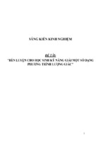 Sáng kiến kinh nghiệm skkn rèn luyện cho học sinh kỹ năng giải một số dạng phương trình lượng giác