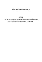 Sáng kiến kinh nghiệm skkn sử dụng phương pháp trò chơi nhằm nâng cao chất lượng dạy   học môn tnxh lớp 3