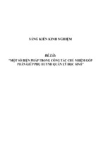 Sáng kiến kinh nghiệm skkn một số biện pháp trong công tác chủ nhiệm góp phần giúp phụ huynh quản lý học sinh