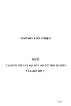 Sáng kiến kinh nghiệm skkn tạo hứng thú giúp học sinh học tốt môn tự nhiên và xã hội lớp 1g