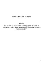 Sáng kiến kinh nghiệm skkn giáo dục kỹ năng sống cho học sinh nữ khối 11 thông qua hoạt động ngoại khóa sức khỏe sinh sản vị thành niên