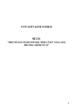 Sáng kiến kinh nghiệm skkn về một số giải pháp giúp học sinh có kỹ năng giải phương trình vô tỉ