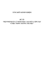 Sáng kiến kinh nghiệm skkn biện pháp quản lý nhằm nâng cao chất lượng dạy và học trong trường tiểu học