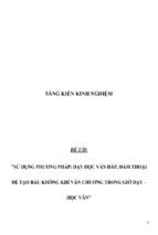 Sáng kiến kinh nghiệm skkn sử dụng phương pháp dạy học vấn đáp, đàm thoại để tạo bầu không khí văn chương trong giờ dạy học văn