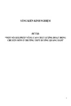 Một số giải pháp nâng cao chất lượng hoạt động chuyên môn ở trường thpt dương quảng hàm