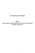 Sáng kiến kinh nghiệm skkn một số kinh nghiệm khi dạy toán chuyển động đều cho học sinh lớp 5