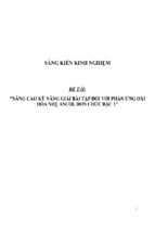 Sáng kiến kinh nghiệm skkn nâng cao kỹ năng giải bài tập đối với phản ứng oxi hóa nhẹ ancol đơn chức bậc 1