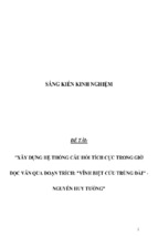 Sáng kiến kinh nghiệm skkn  xây dựng hệ thống câu hỏi tích cực trong giờ đọc văn qua đoạn trích vĩnh biệt cửu trùng đài của nguyễn huy tưởng