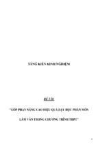 Sáng kiến kinh nghiệm skkn góp phần nâng cao hiệu quả dạy học phân môn làm văn trong chương trình thpt