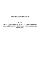 Sáng kiến kinh nghiệm skkn rèn luyện kĩ năng sử dụng cấu trúc lặp trong pascal để giải một số bài toán truy hồi cho học sinh lớp 11