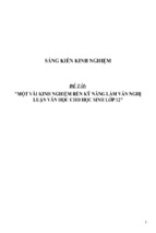 Sáng kiến kinh nghiệm một vài kinh nghiệm rèn kỹ năng làm văn nghị luận văn học cho học sinh lớp 12