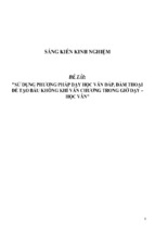 Sáng kiến kinh nghiệm skkn sử dụng phương pháp dạy học vấn đáp, đàm thoại để tạo bầu không khí văn chương trong giờ dạy – học văn