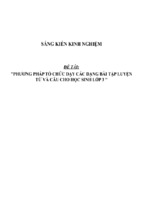 Sáng kiến kinh nghiệm skkn phương pháp tổ chức dạy các dạng bài tập luyện từ và câu cho học sinh lớp 3