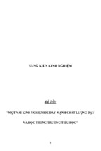 Sáng kiến kinh nghiệm skkn một vài kinh nghiệm để đẩy mạnh chất lượng dạy và học tại trường tiểu học sông đốc