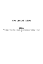 Sáng kiến kinh nghiệm skkn một số biện pháp phát huy tính tích cực của học sinh trong tiết vật lý lớp 6