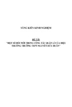 Sáng kiến kinh nghiệm skkn một số đổi mới trong công tác quản lí của hiệu trưởng trường thpt nguyễn hữu huân