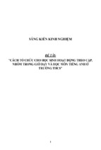 Sáng kiến kinh nghiệm skkn cách tổ chức cho học sinh hoạt động theo cặp, nhóm trong giờ dạy và học môn tiếng anh ở trường thcs