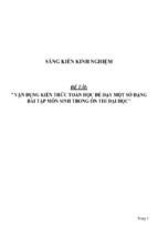 Sáng kiến kinh nghiệm vận dụng kiến thức toán học để dạy một số dạng bài tập môn sinh trong ôn thi đại học