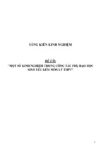 Sáng kiến kinh nghiệm skkn một số kinh nghiệm trong công tác phụ đạo học sinh yếu kém môn lý thpt