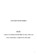 Sáng kiến kinh nghiệm quản lý chỉ đạo chuyên môn về việc nâng cao chất lượng dạy và học ở cấp tiểu học