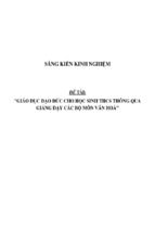 Sáng kiến kinh nghiệm skkn giáo dục đạo đức cho học sinh thcs thông qua giảng dạy các bộ môn văn hoá