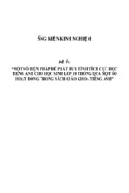 Sáng kiến kinh nghiệm skkn một số biện pháp để phát huy tính tích cực học tiếng anh cho học sinh lớp 10 thông qua một số hoạt động trong sách giáo khoa tiếng anh