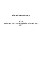 Sáng kiến kinh nghiệm giảng dạy phần đạo hàm và tích phân môn toán thpt