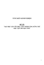 Sáng kiến kinh nghiệm môn hóa thpt dạy học gắn với thực tiễn nhằm tăng hứng thú học tập cho học sinh