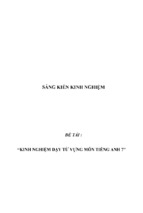 Sáng kiến kinh nghiệm dạy từ vựng tiếng anh lớp 7