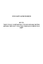 Sáng kiến kinh nghiệm skkn môn ngữ văn 6  một vài suy nghĩ khi dạy văn bản  bài học đường đời đầu tiên   ngữ văn 6 tập 2 theo quan điểm tích hợp