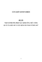 Sáng kiến kinh nghiệm một số phương pháp xác định công thức tổng quát của dãy số và xây dựng bài toán về dãy số