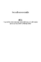 Sáng kiến kinh nghiệm skkn tạo hứng thú cho học sinh môn địa lý lớp 10 (bài quy luật địa đới và phi địa đới)