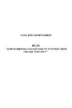 Sáng kiến kinh nghiệm skkn dạy học về tỉ số phần trăm và giải toán về tỉ số phần trăm trong chương trình toán lớp 5