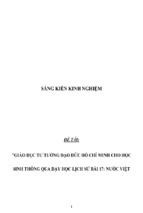 Sáng kiến kinh nghiệm skkn giáo dục tư tưởng đạo đức hồ chí minh cho học sinh thông qua dạy học lịch sử bài 17