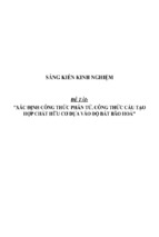 Sáng kiến kinh nghiệm skkn xác định công thức phân tử, công thức cấu tạo hợp chất hữu cơ dựa vào độ bất bão hoà