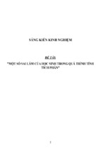 Sáng kiến kinh nghiệm toán thpt một số sai lầm của học sinh trong quá trình tính tích phân