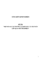 Sáng kiến kinh nghiệm skkn về một số sai lầm thường gặp khi giải các bài toán liên quan đến tích phân