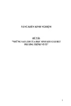 Sáng kiến kinh nghiệm skkn về những sai lầm của học sinh khi giải bất phương trình vô tỉ