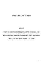 Sáng kiến kinh nghiệm skkn một số phương pháp phát huy tính tích cực, chủ động của học sinh trong phần kết thúc bài giảng môn giáo dục quốc phòng   an ninh