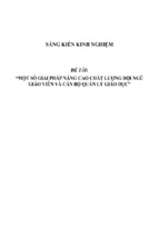 Sáng kiến kinh nghiệm skkn một số giải pháp nâng cao chất lượng đội ngũ giáo viên và cán bộ quản lý giáo dục mầm non