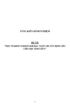 Sáng kiến kinh nghiệm skkn một số kinh nghiệm khi dạy toán chuyển động đều cho học sinh lớp 5