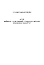 Sáng kiến kinh nghiệm skkn phân loại và phương pháp giải phương trình bậc bốn cho học sinh lớp 10