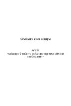 Sáng kiến kinh nghiệm  skkn  một số biện pháp giáo dục ý thức tự quản cho học sinh lớp 10 của giáo viên chủ nhiệm ở trường thpt