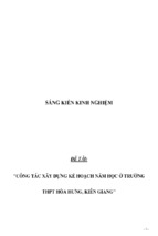 Sáng kiến kinh nghiệm skkn hiệu trường với công tác xây dựng kế hoạch năm học ở trường thpt hòa hưng, kiên giang