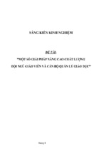 Sáng kiến kinh nghiệm skkn về một số giải pháp nâng cao chất lượng đội ngũ giáo viên và cán bộ quản lý giáo dục