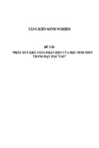 Sáng kiến kinh nghiệm skkn phát huy khả năng phản biện của học sinh thpt trong dạy học văn