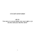 Sáng kiến kinh nghiệm skkn ứng dụng của hàm số trong việc giải và biện luận phương trình, bất phương trình