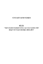 Sáng kiến kinh nghiệm skkn một số kinh nghiệm nâng cao chất lượng viết đoạn văn ngắn cho học sinh lớp 2