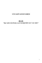 Sáng kiến kinh nghiệm dạy kiểu bài nghị luận xã hội môn ngữ văn thpt